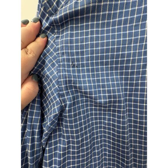 Canali Men's Blue & White Checkered Cotton Button-Down Shirt Size 43/17 Italy - Picture 7 of 8